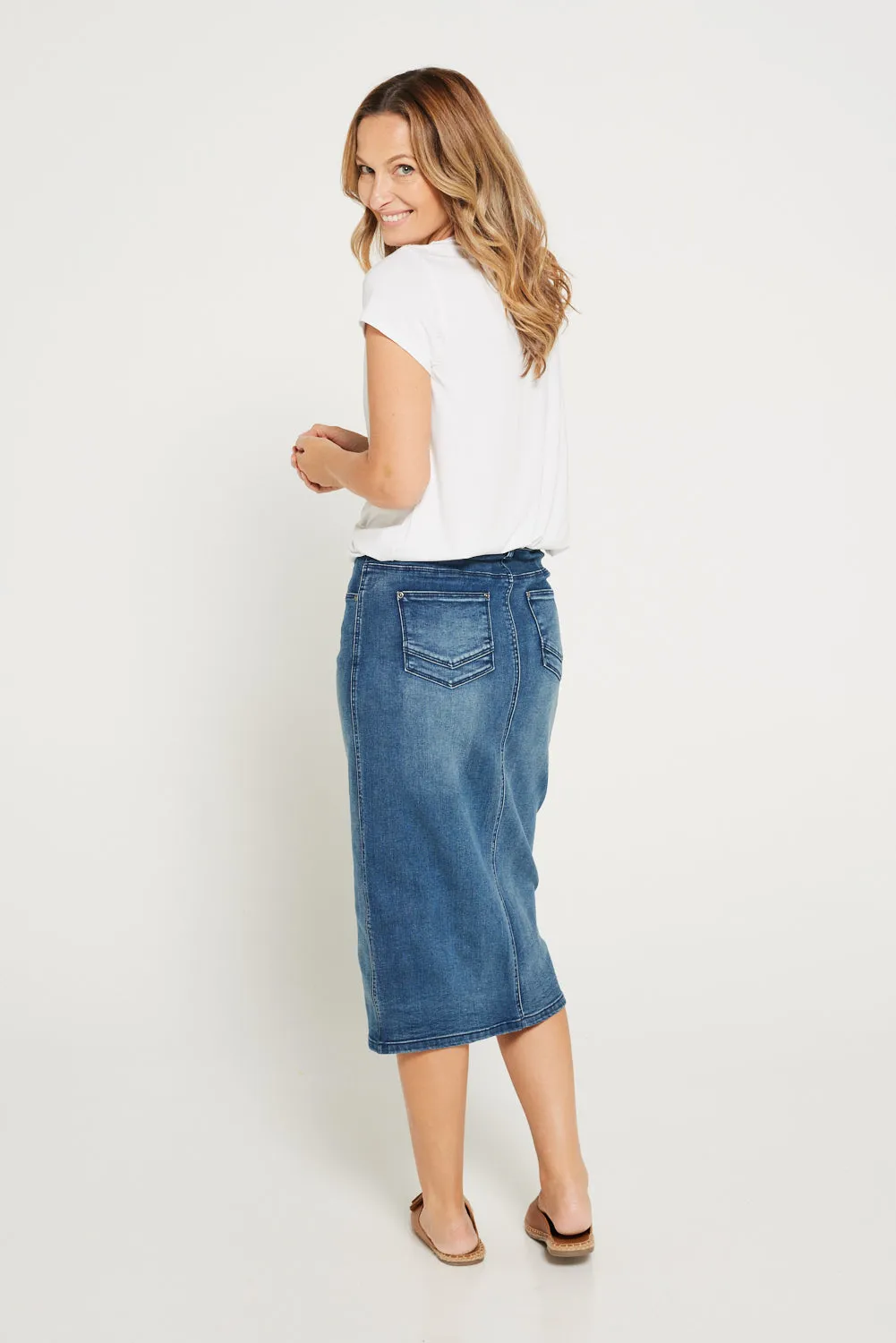 Hadley Denim Skirt - Mid Wash