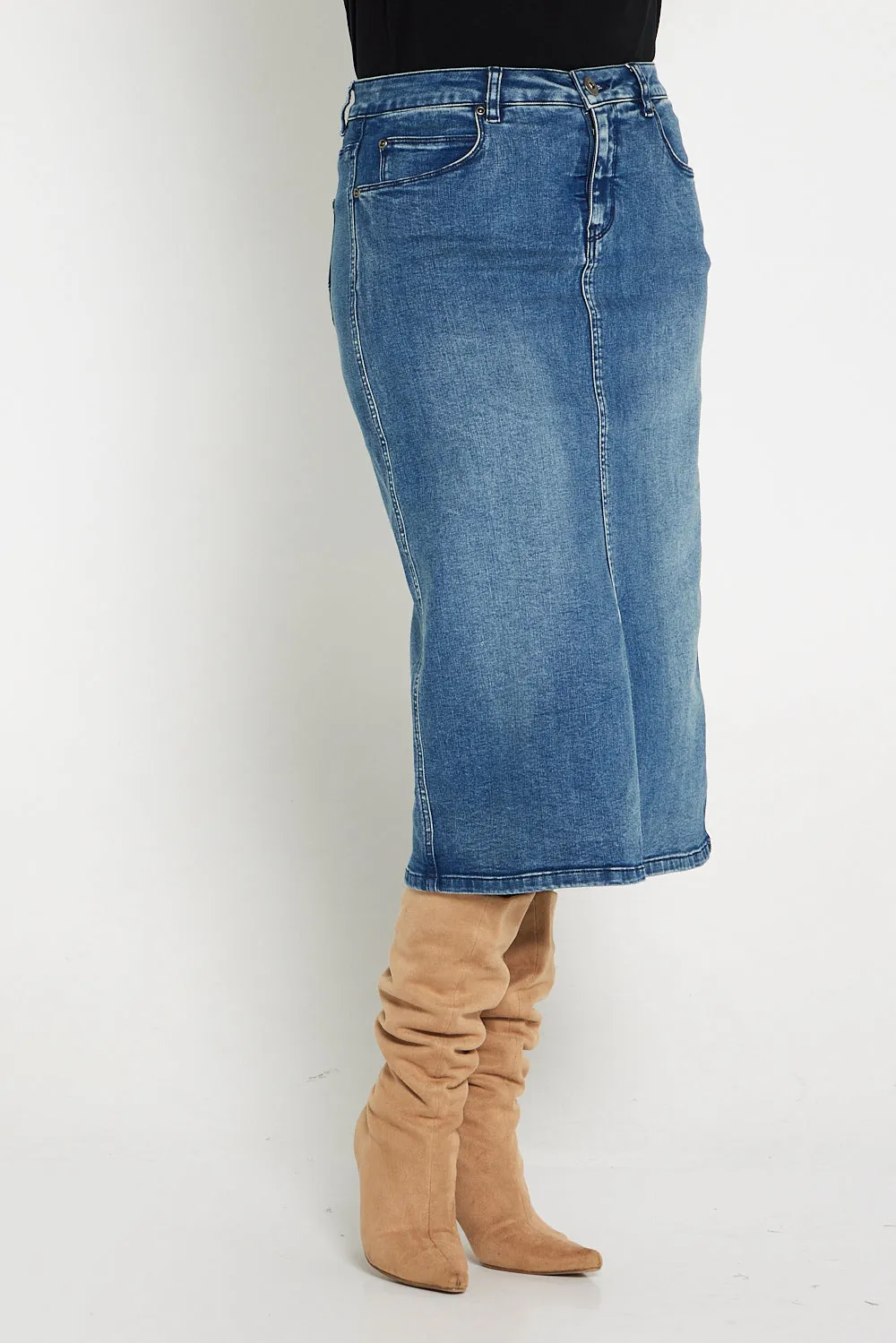 Hadley Denim Skirt - Mid Wash