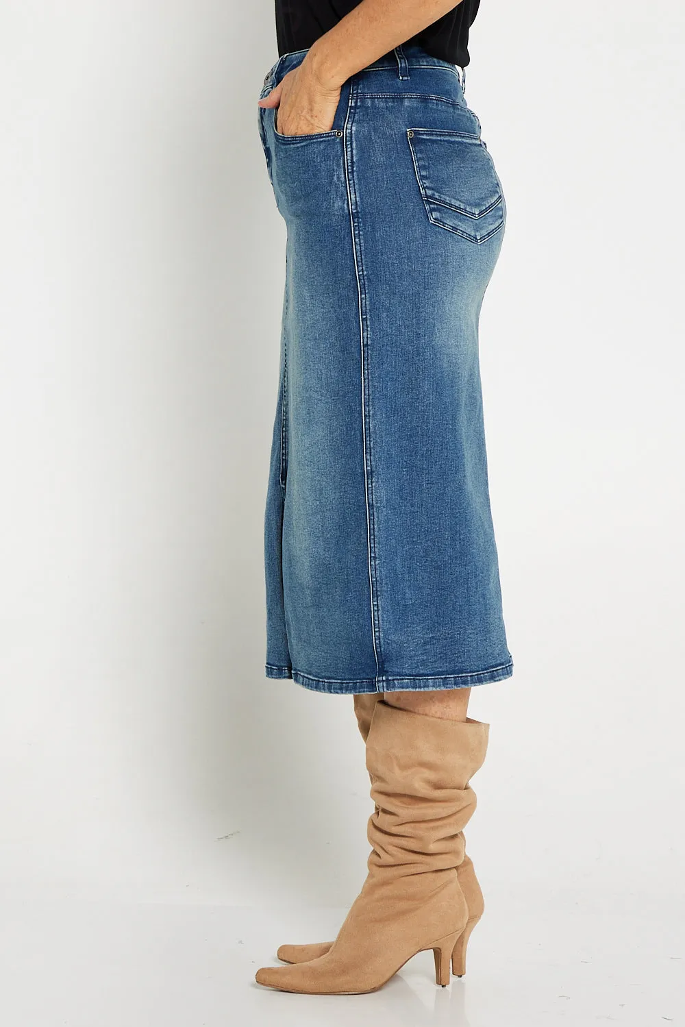 Hadley Denim Skirt - Mid Wash