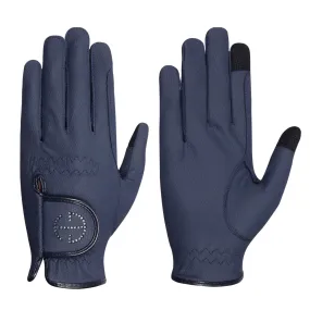 Halter Ego® Riding Gloves - Navy & Montana Light Sapphire Crystal Logo