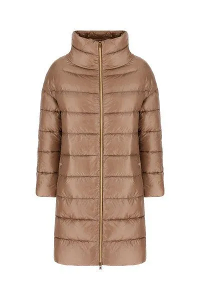 HERNO Luxury Taupe Nylon Quilted Down Jacket