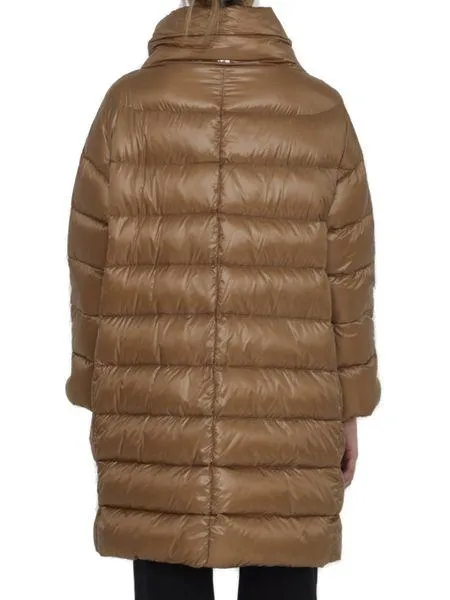 HERNO Luxury Taupe Nylon Quilted Down Jacket