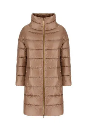 HERNO Luxury Taupe Nylon Quilted Down Jacket