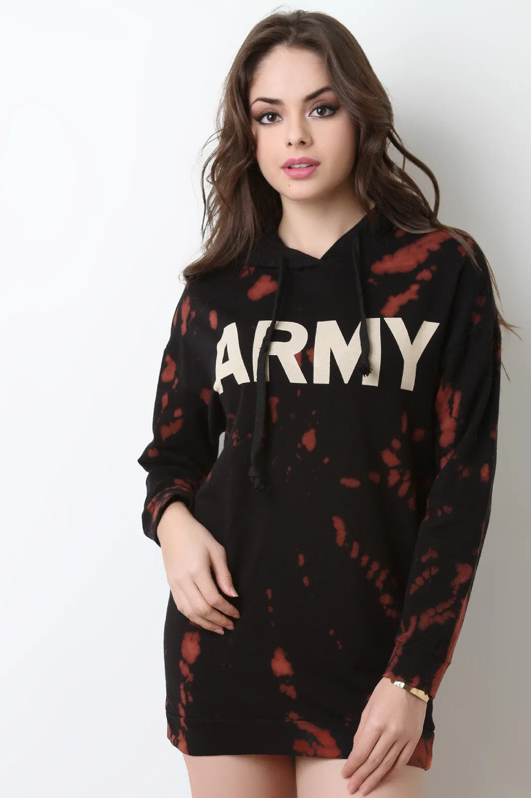 Hooded Army Bleach Sweater Dress