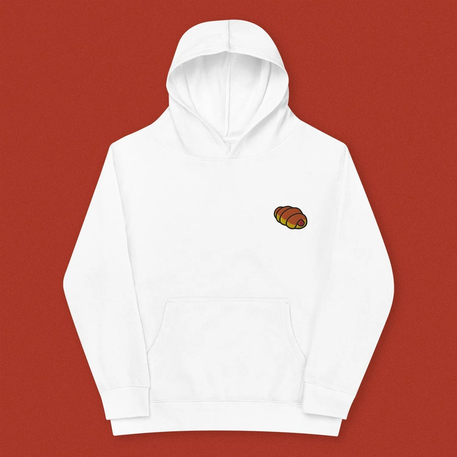 Hot Dog Bun Embroidered Kids Hoodie