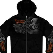 Hot Leathers GMZ4137 Men’s ‘Ghost Eagle’ Black Hoodie with Zipper