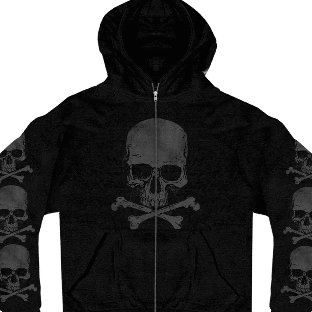 Hot Leathers GMZ4305 Men’s ‘Skull and Crossbones’ Black Hoodie with