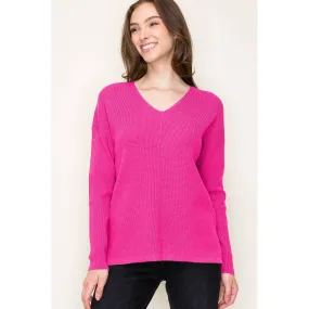 Hot Pink Waffle Sweater