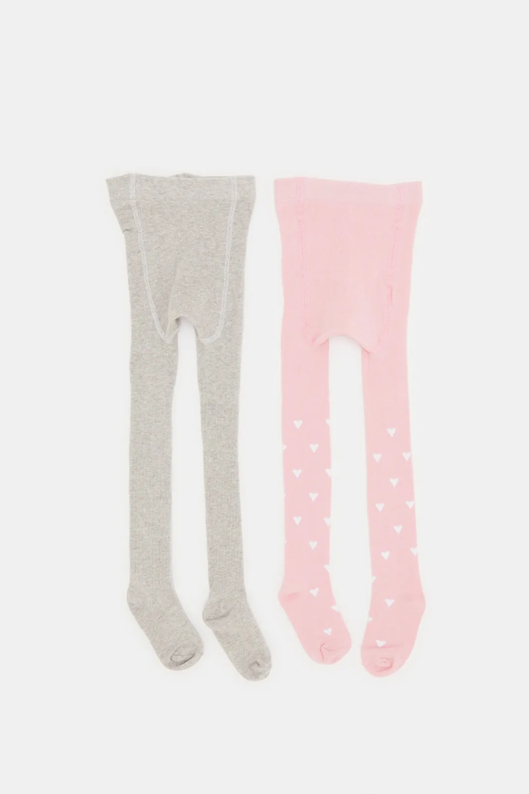 Infant Girls Pink And Grey Jacquard Tights Set (2 Piece)