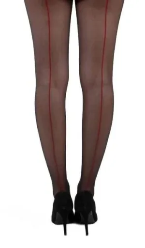 Jive Seamed Tights Black with Red Seams by Pamela Mann