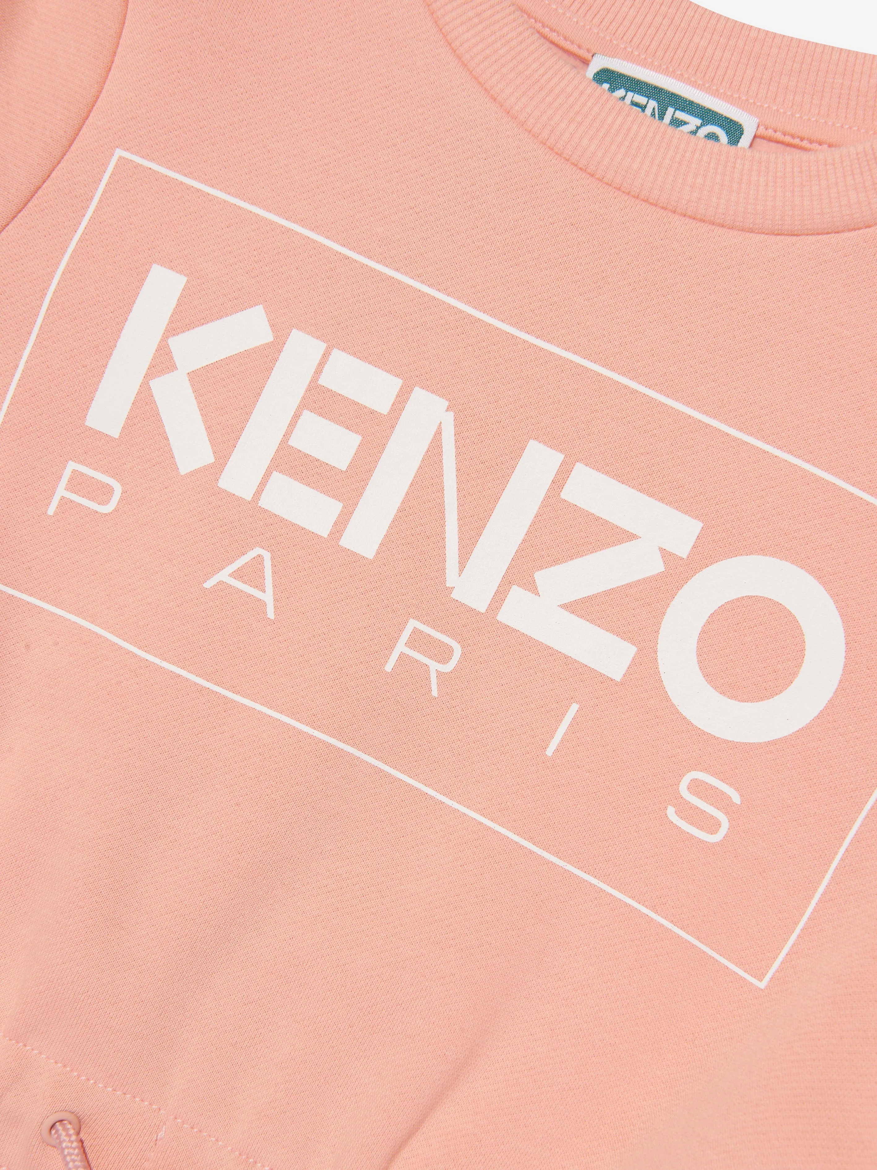 KENZO Girls Logo Sweater Dress in Pink