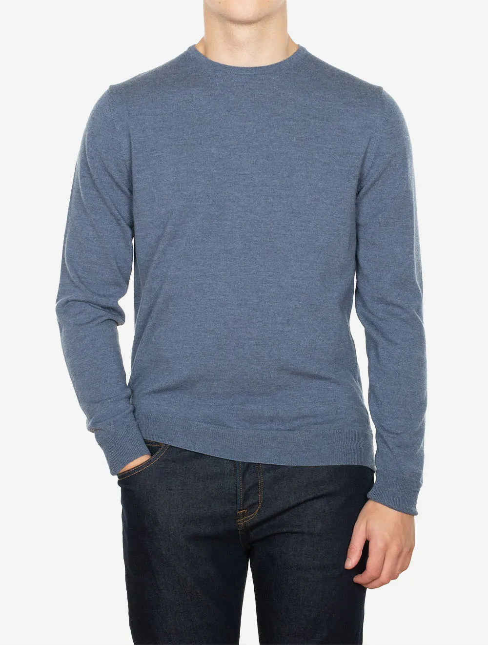 Knitted Crew Neck Merino Wool Blue