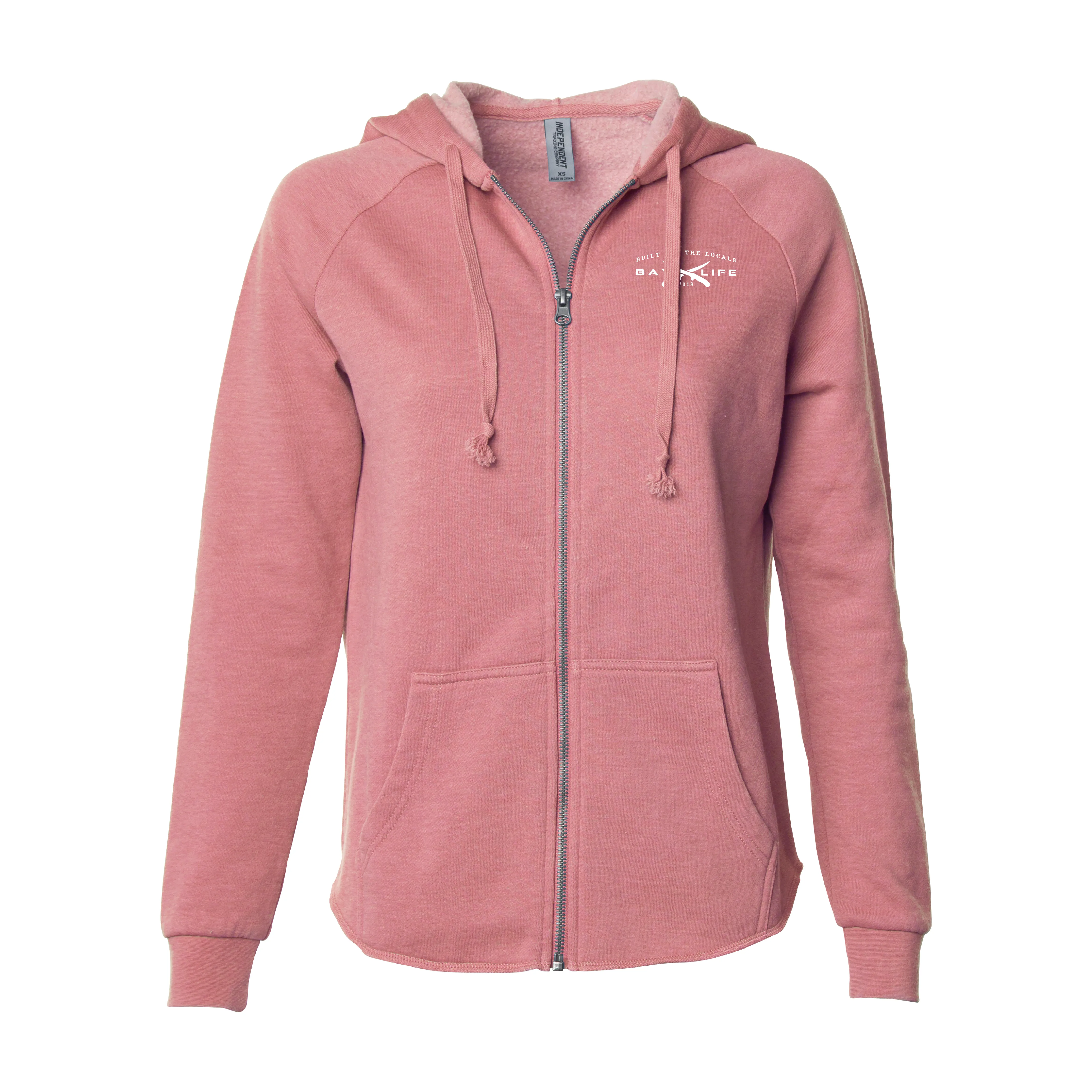 Ladies Zip Premium "Bay Washed" Hoodie | Dusty Rose