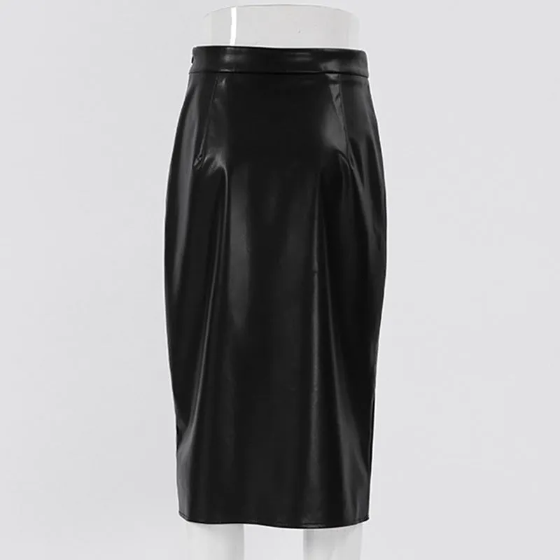 Lanfubeisi work outfits women 2024 Spring and Autumn New Women's Leather Skirt Casual Split High Waist Skirt Hot Selling