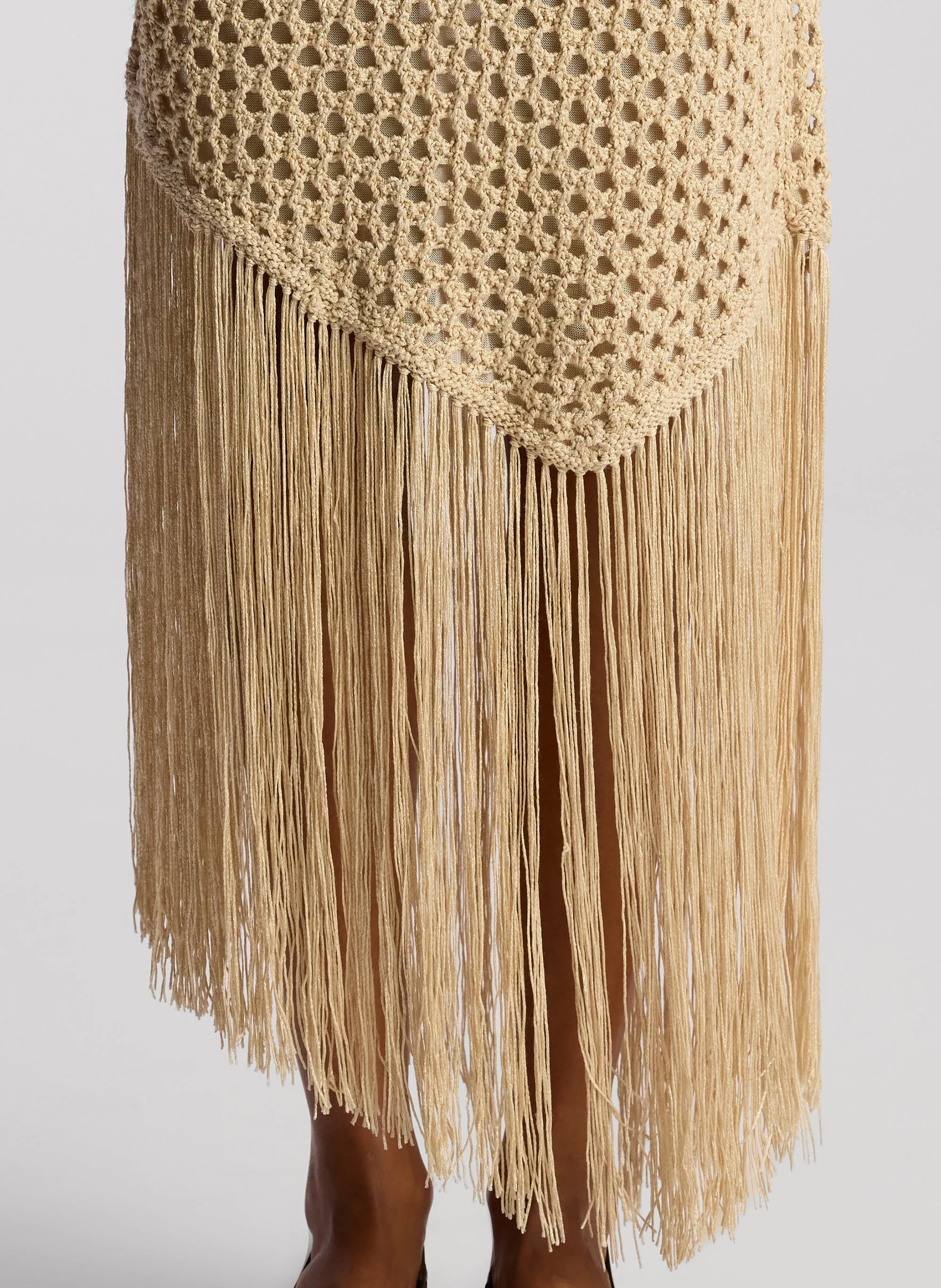 Leona Crochet Fringe Midi Skirt