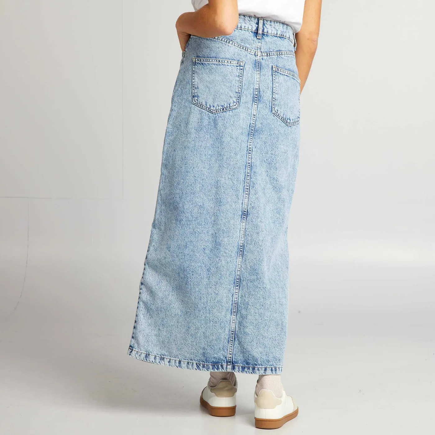 Light Blue Denim Midi Skirt