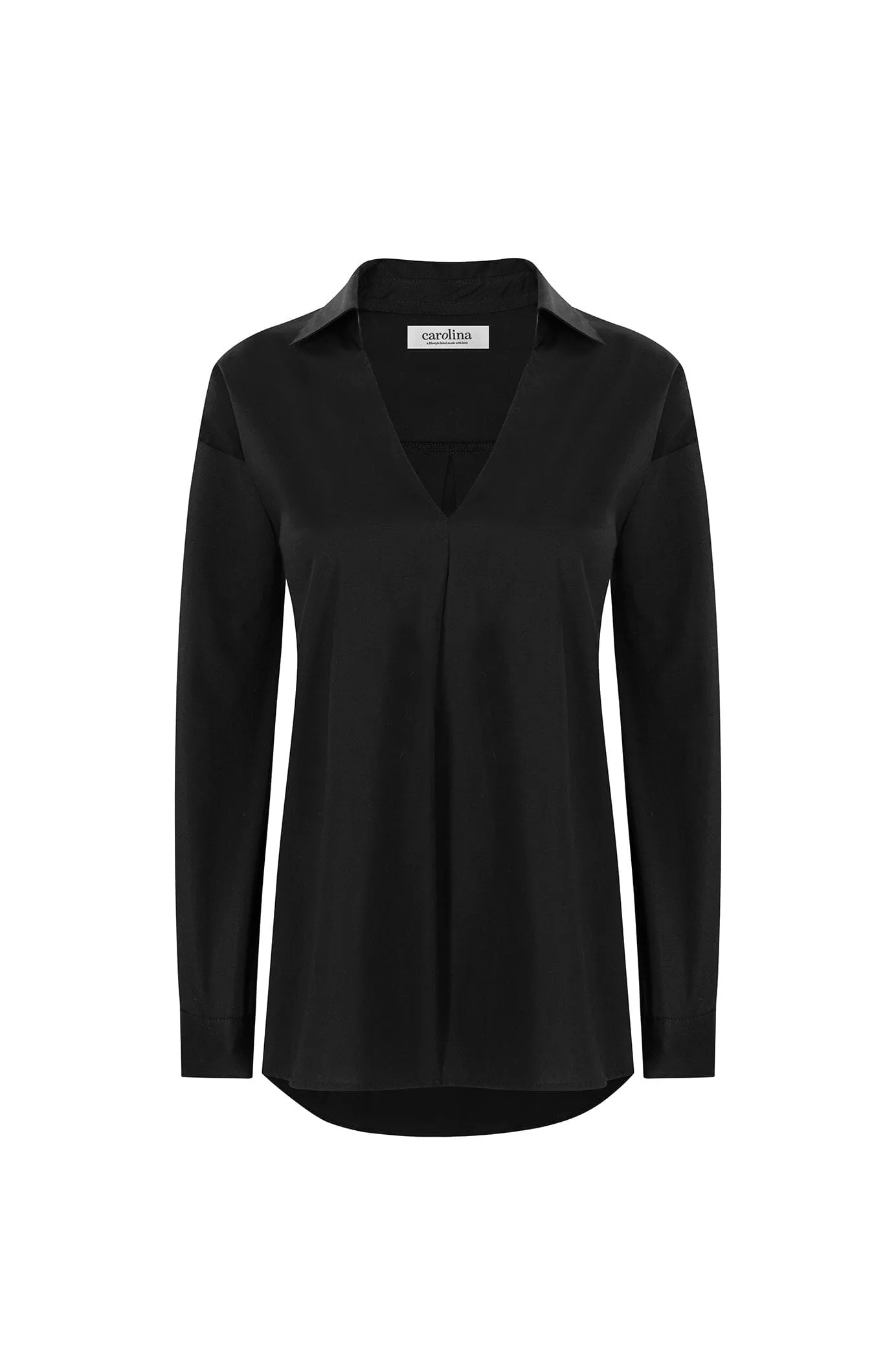 Lynette Collared Long Sleeve Shirt  Black