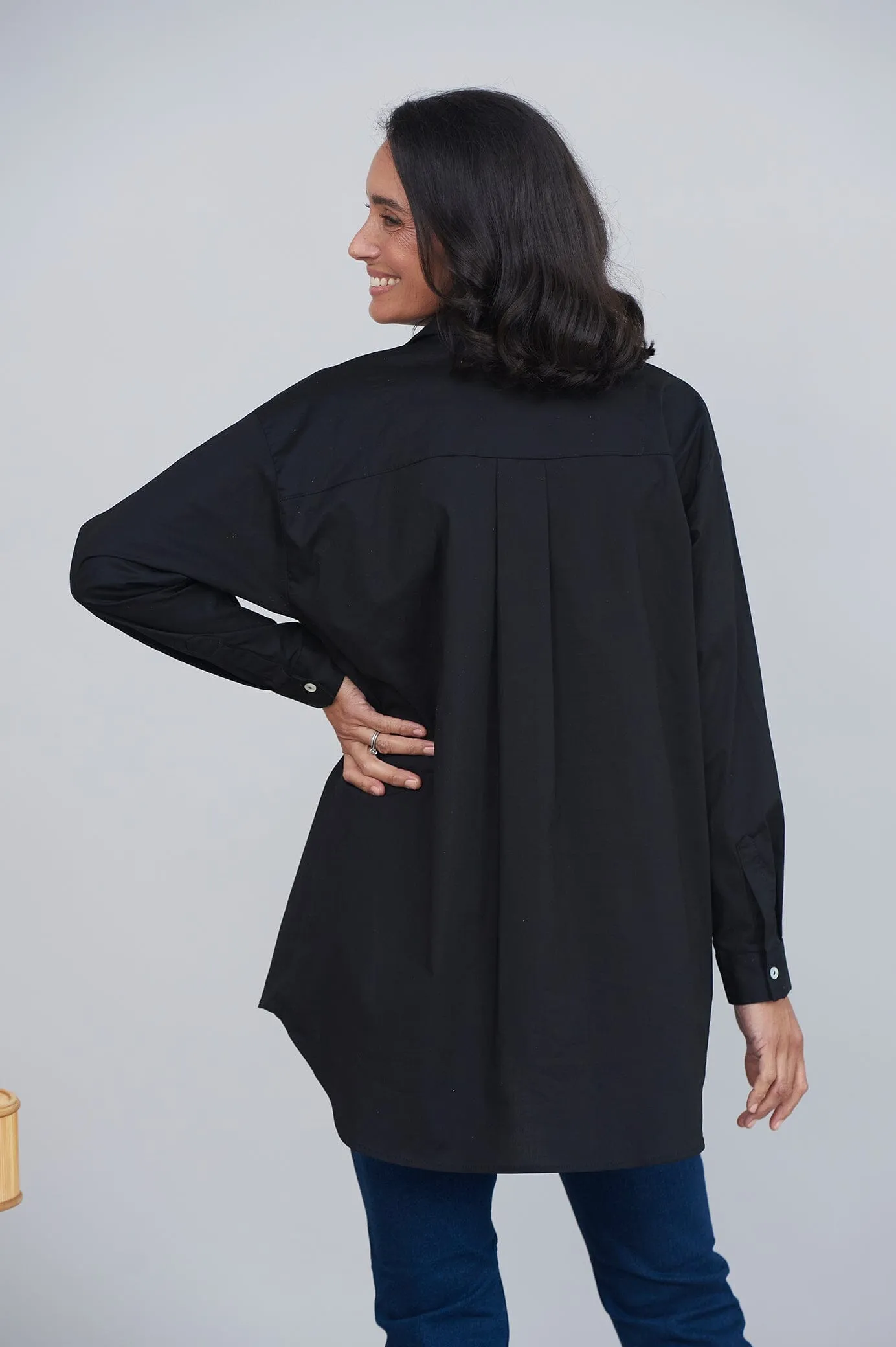 Lynette Collared Long Sleeve Shirt  Black