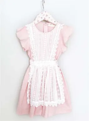 MaeLi Rose Apron Dress in Blush