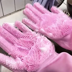 Magic Silicone Gloves Waterproof Cleaning  Dishwashing Combo