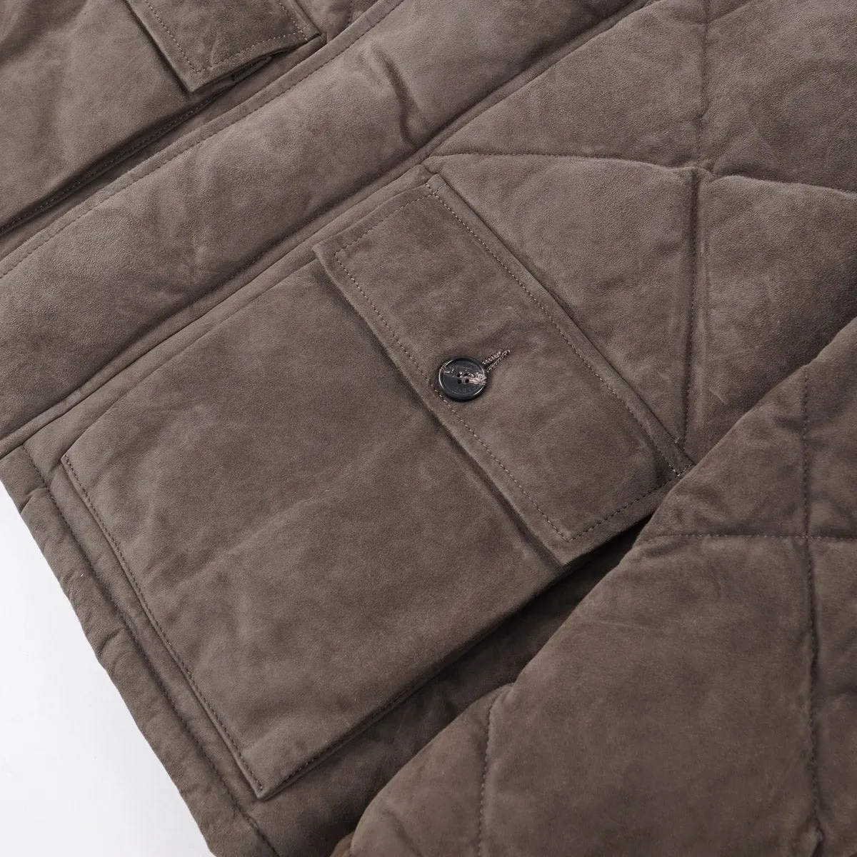 Manto Down-Filled Quilted Suede Jacket