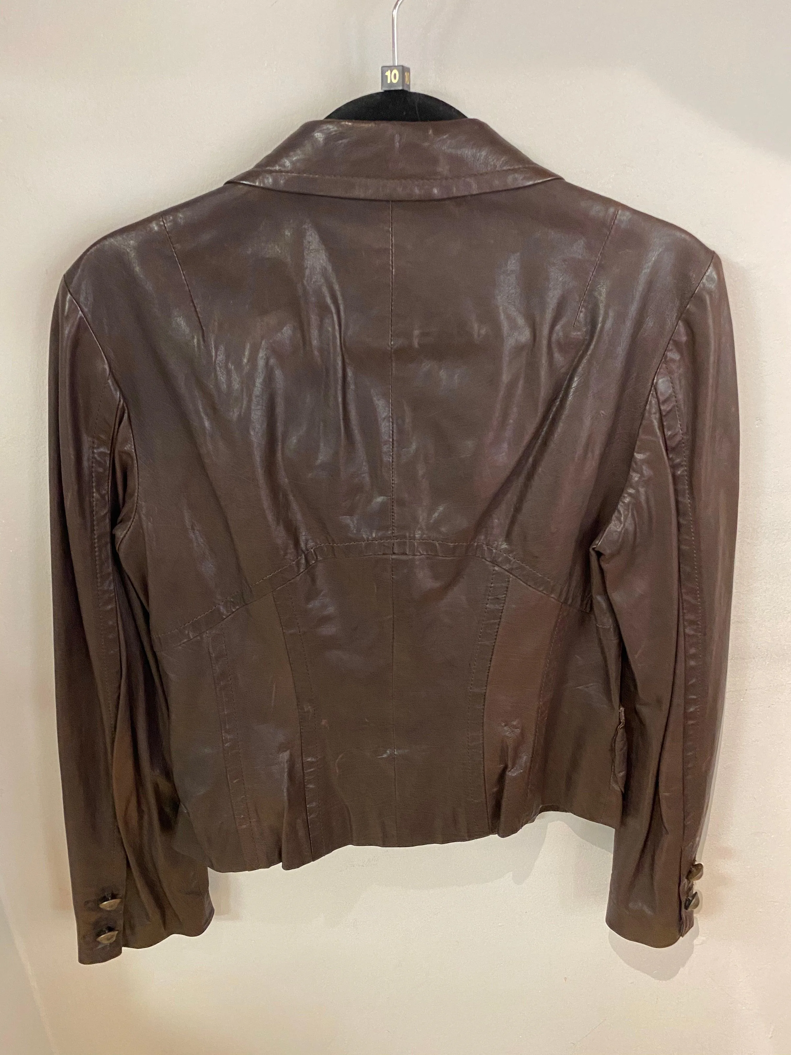 Marc Cain Brown Leather Jacket Size N3 (UK12)