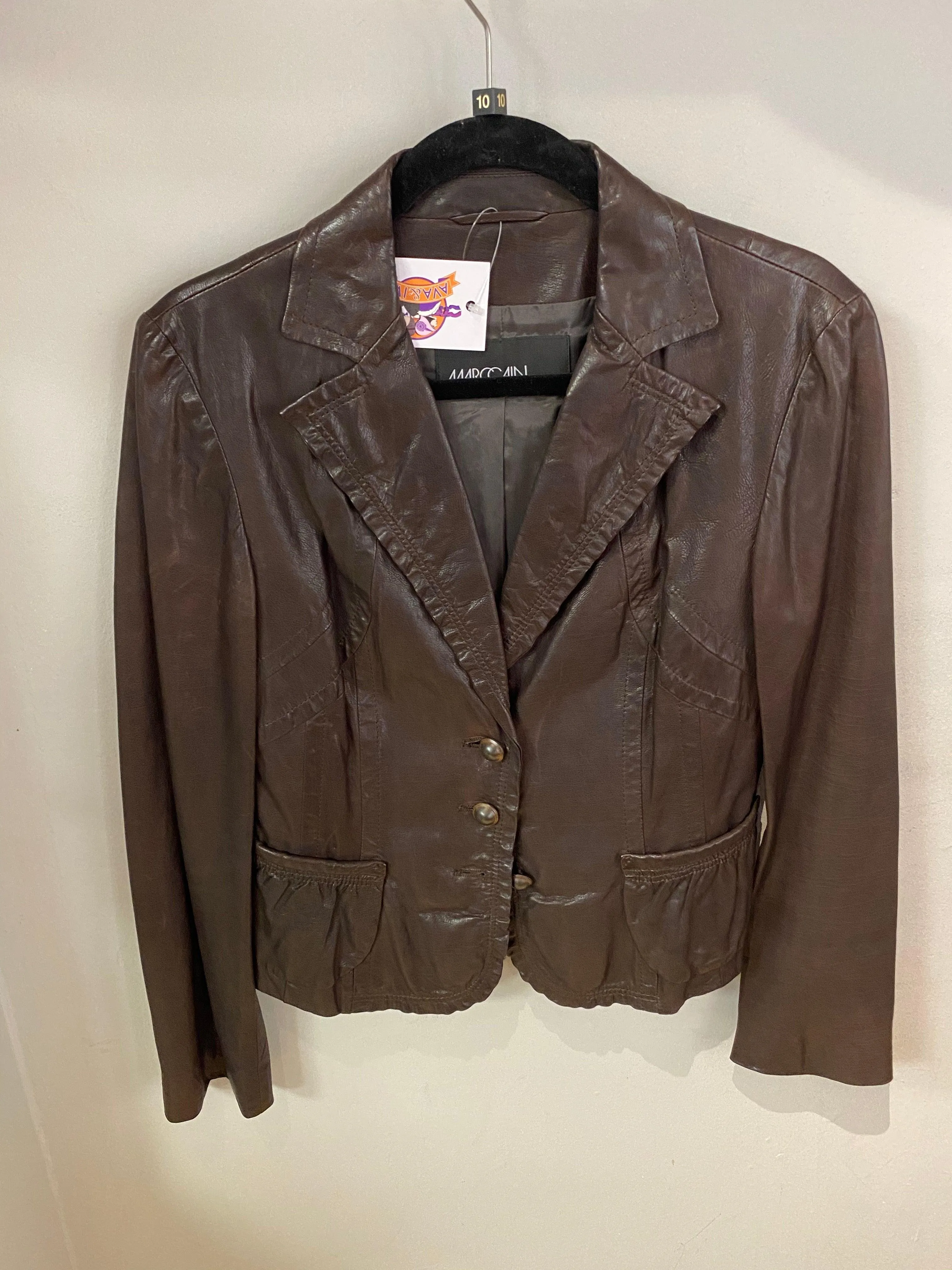 Marc Cain Brown Leather Jacket Size N3 (UK12)