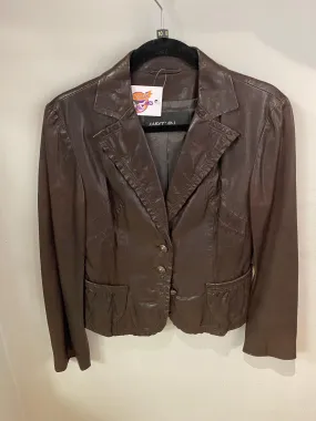 Marc Cain Brown Leather Jacket Size N3 (UK12)