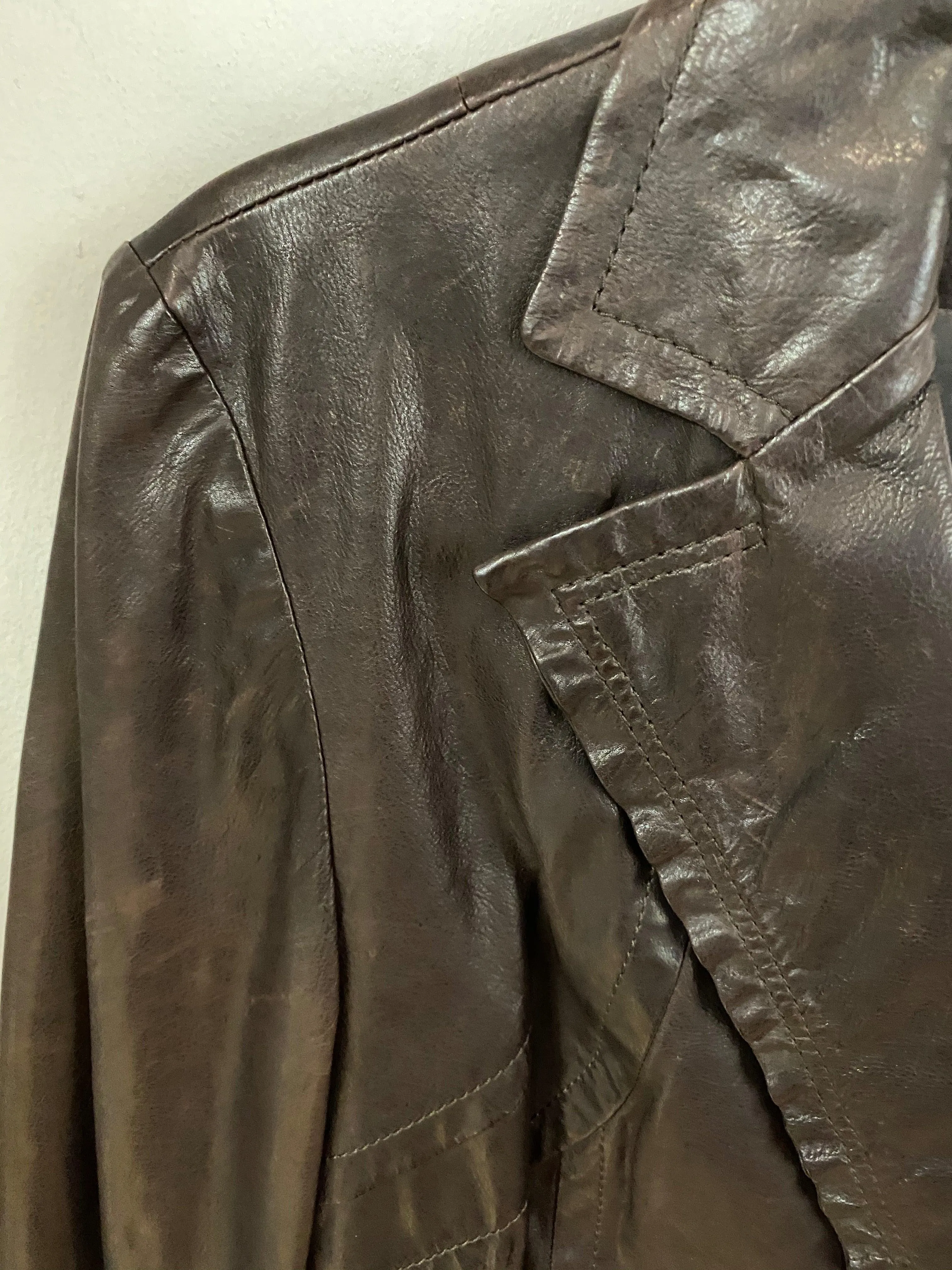 Marc Cain Brown Leather Jacket Size N3 (UK12)