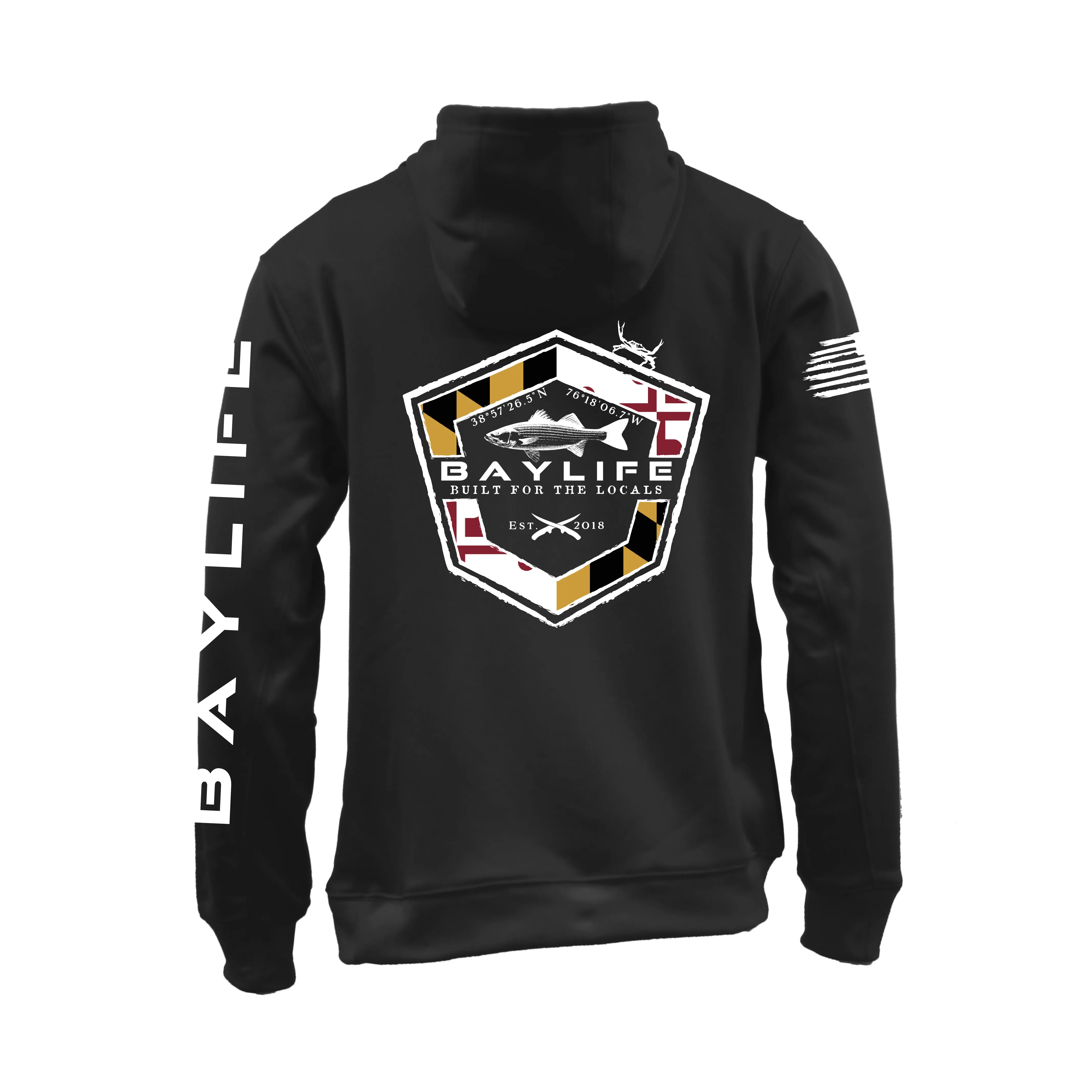 Maryland Rockfish | Performance Fleece Hoodie | Black