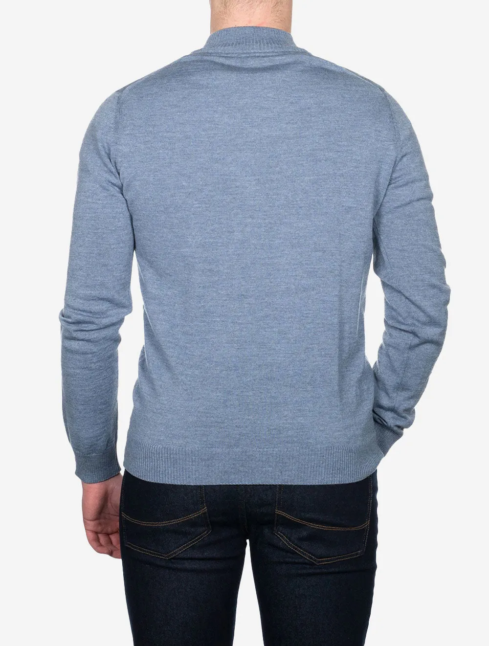 Merino Half Zip Blue