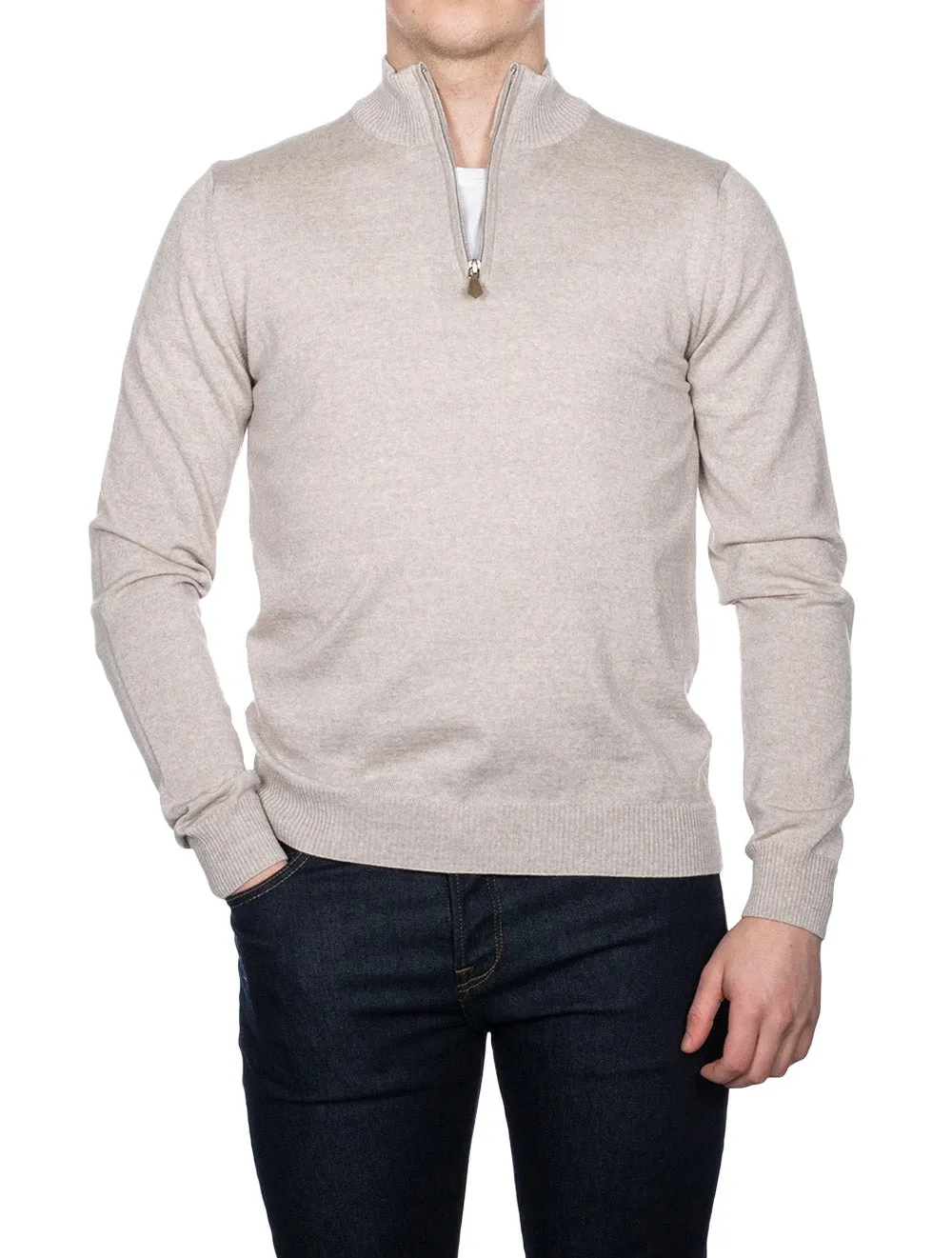 Merino Half Zip Knitwear Beige