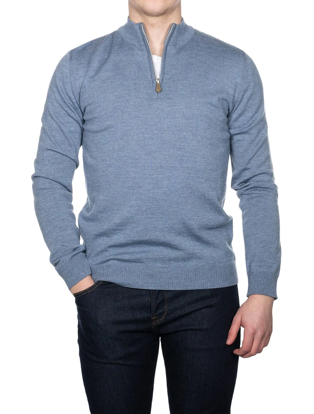 Merino Half Zip Knitwear Blue