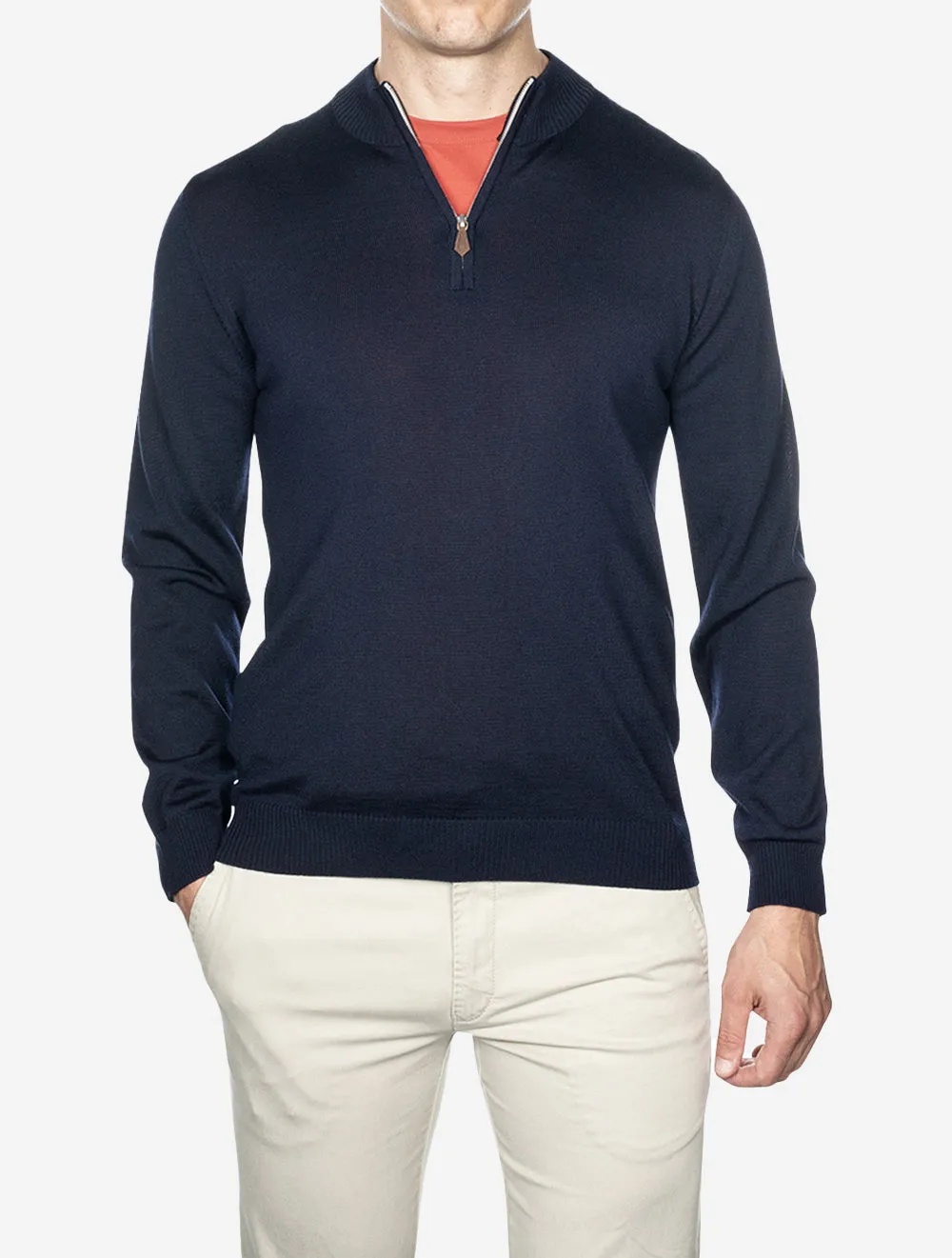 Merino Half Zip Navy