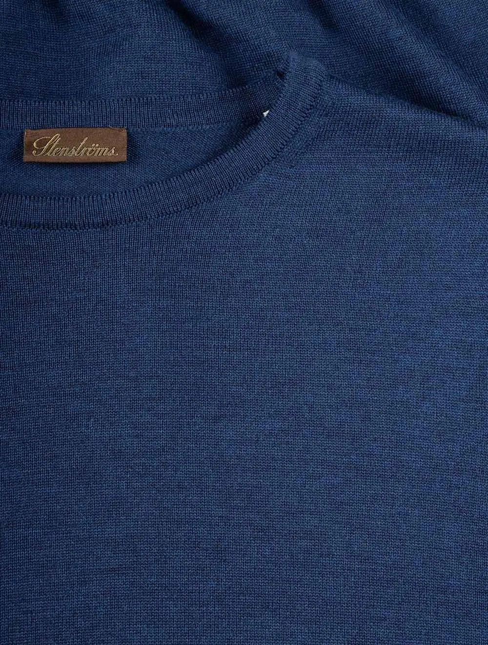 Merino Wool Crew Neck Jumper Blue