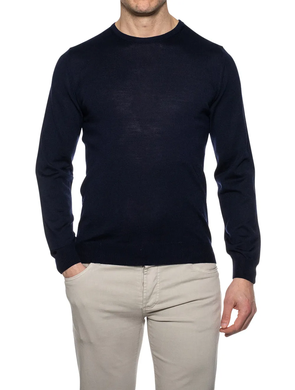 Merino Wool Crew Neck Navy 186