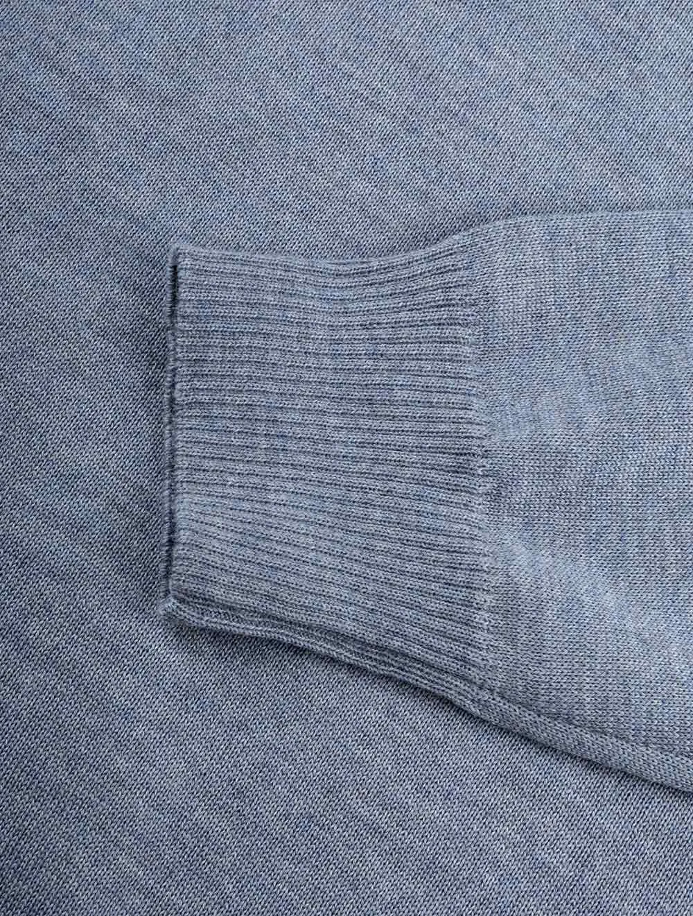 Merino Wool Half Zip Light Blue