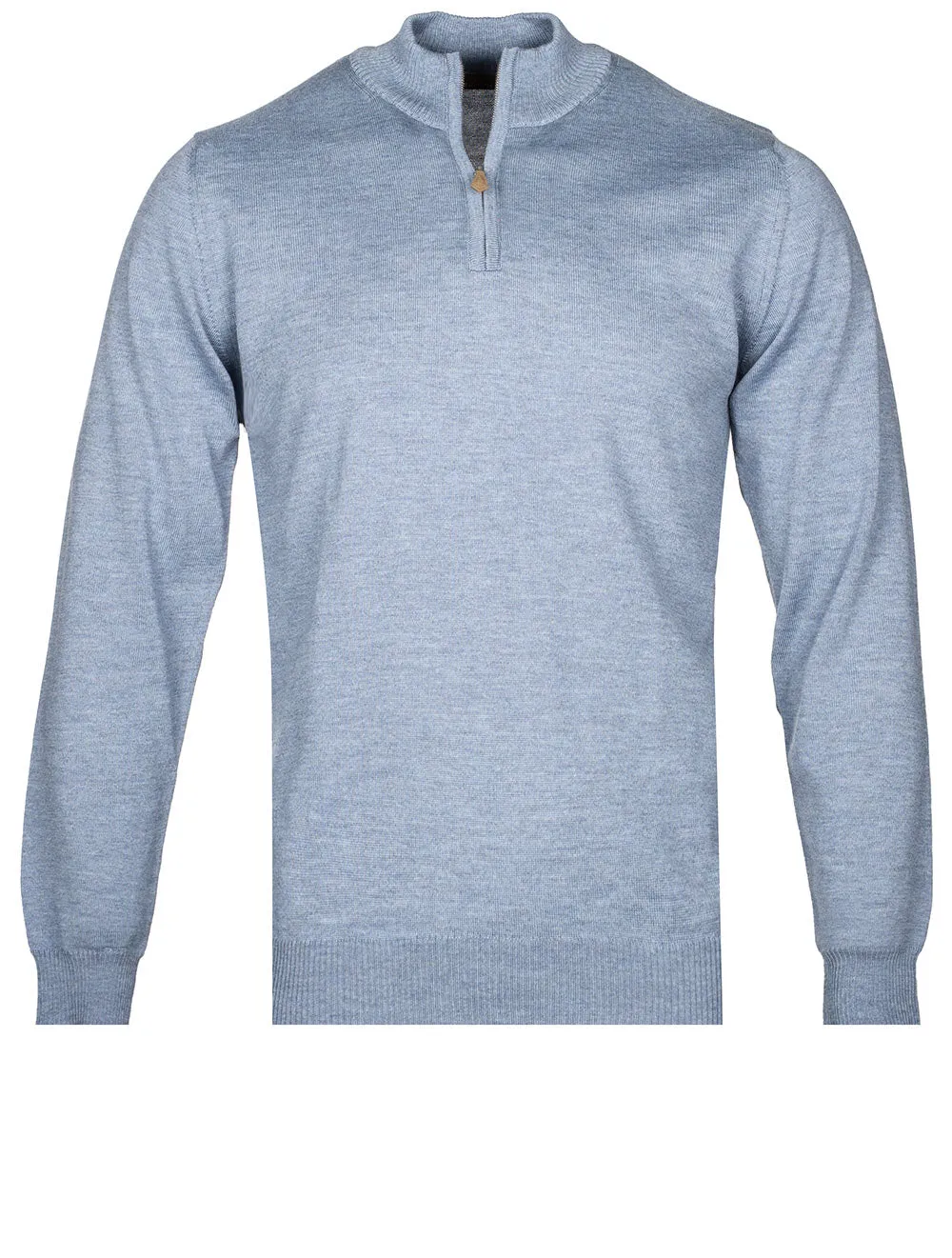 Merino Wool Half Zip Light Blue