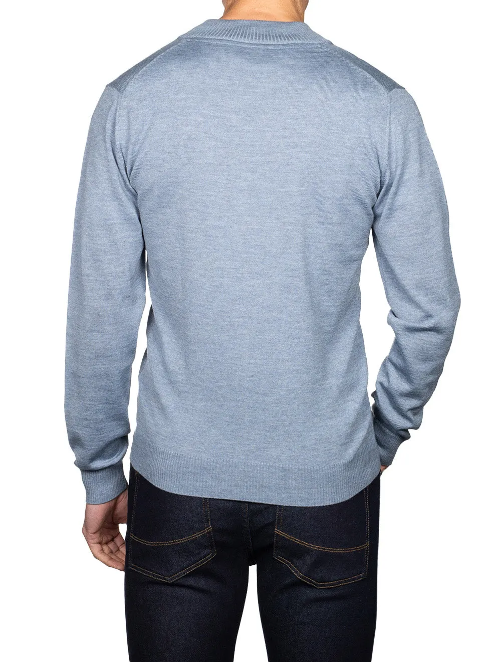 Merino Wool Half Zip Light Blue