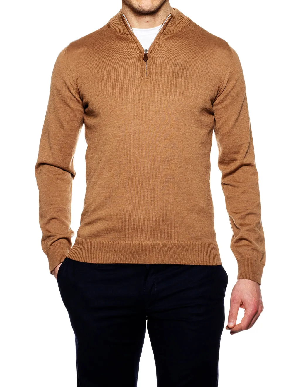 Merino Wool Halfzip Tan