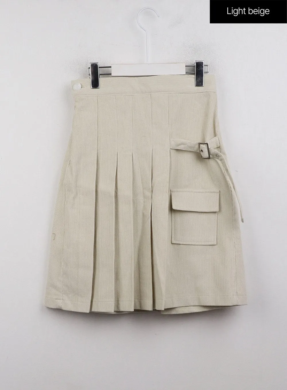 Mid Waist Solid Pleated Belted Midi Skirt CJ411