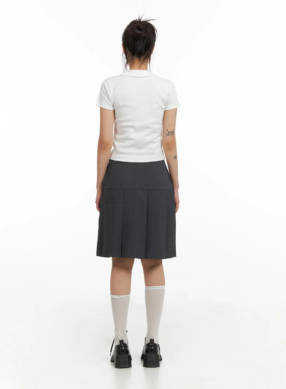 Minimal Pleated Midi Skirt CL415