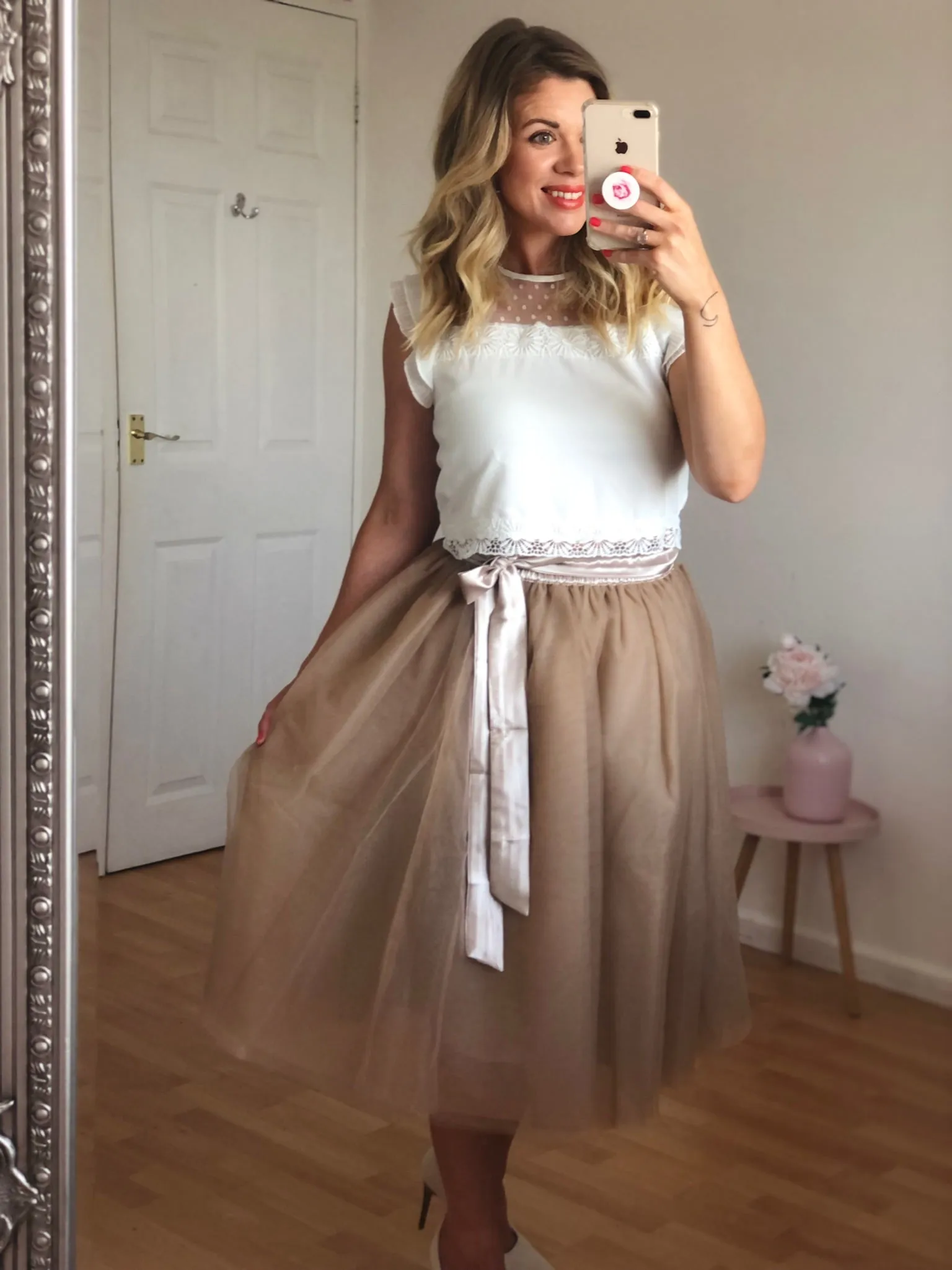 Mink Midi Tulle Skirt