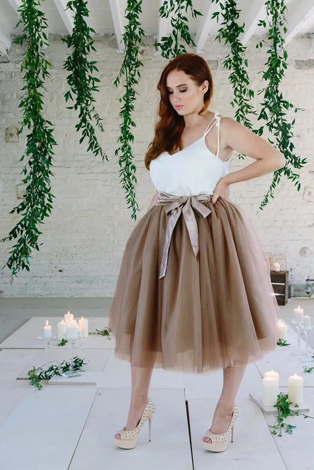 Mink Midi Tulle Skirt