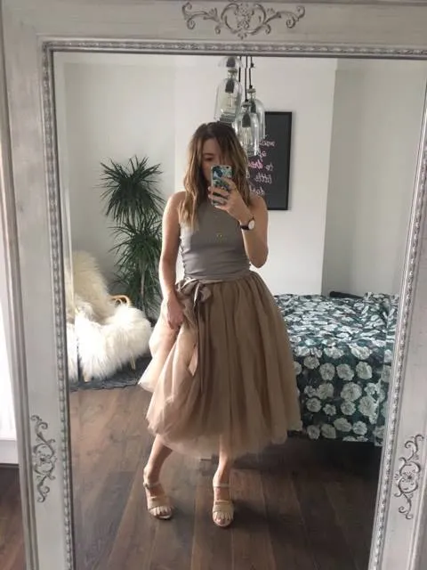 Mink Midi Tulle Skirt