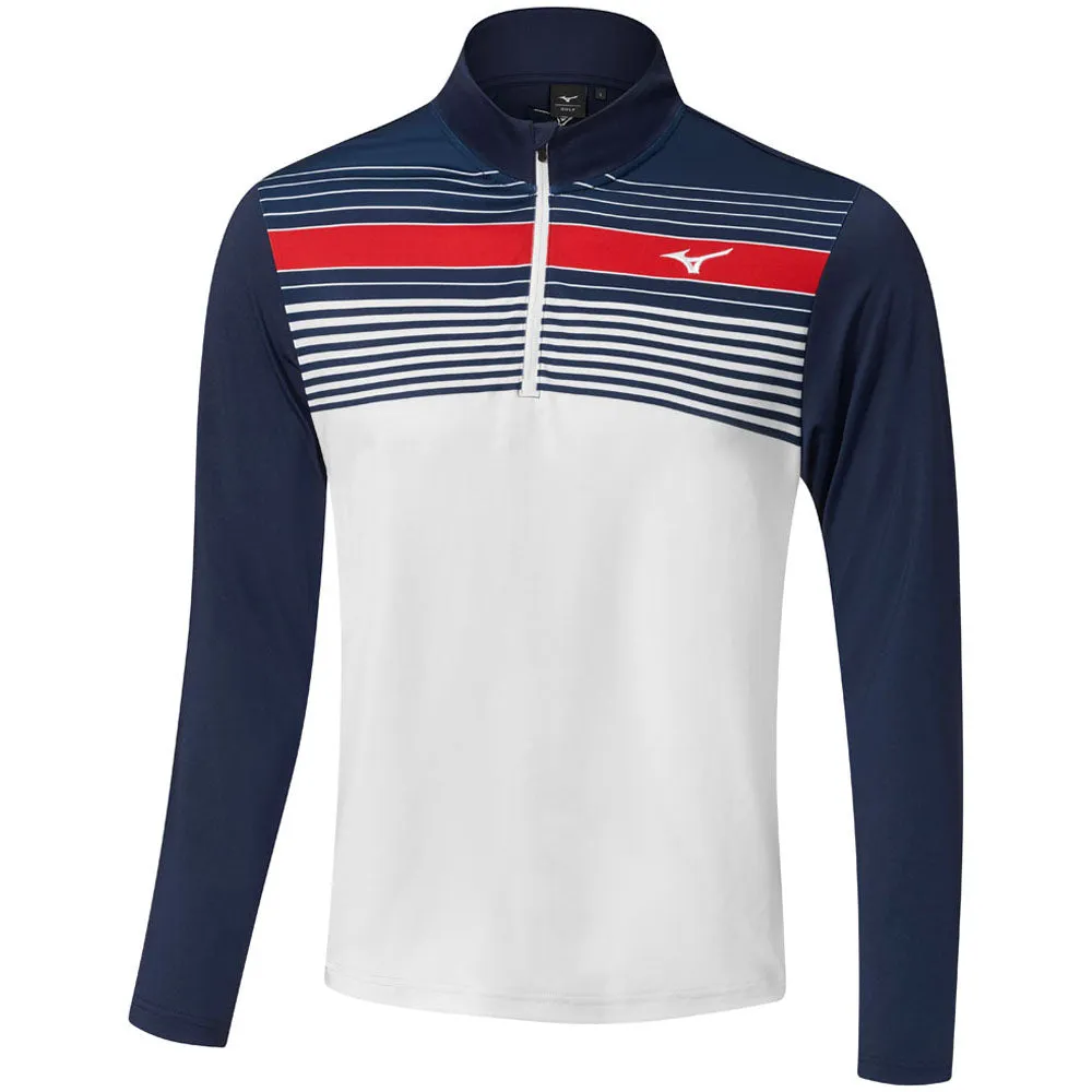 Mizuno Breeze Elite Stripe 1/4 Zip Pullover - Deep Navy