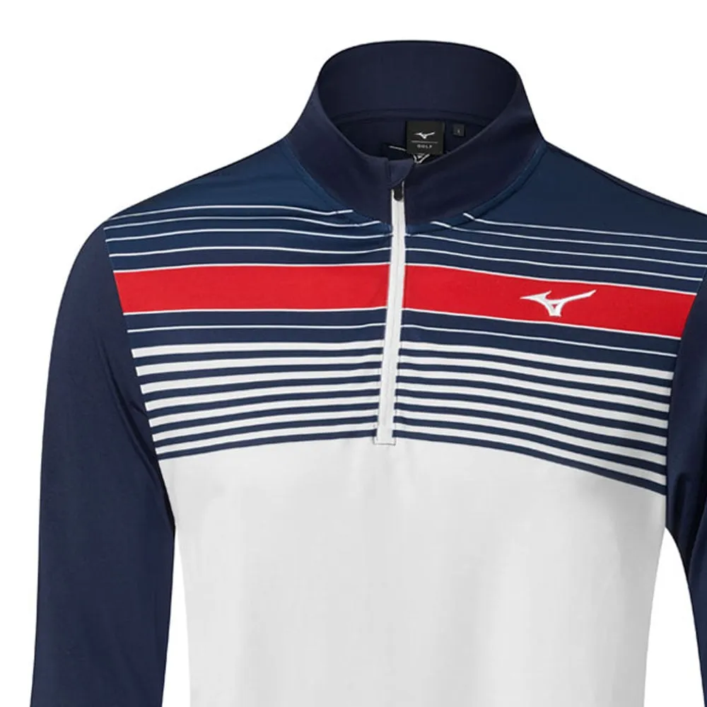 Mizuno Breeze Elite Stripe 1/4 Zip Pullover - Deep Navy