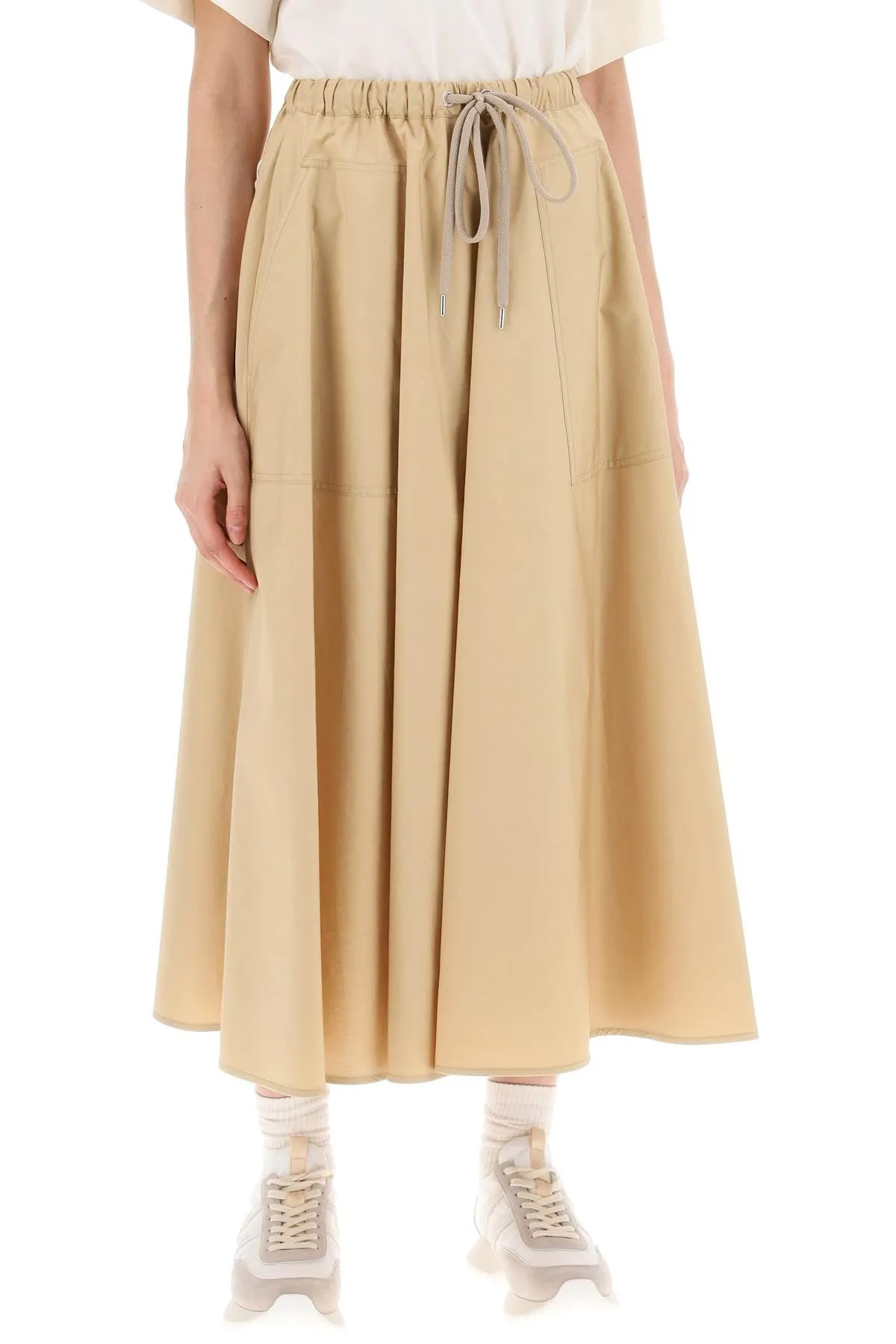 Moncler Midi Poplin Skirt In (Size - 40)