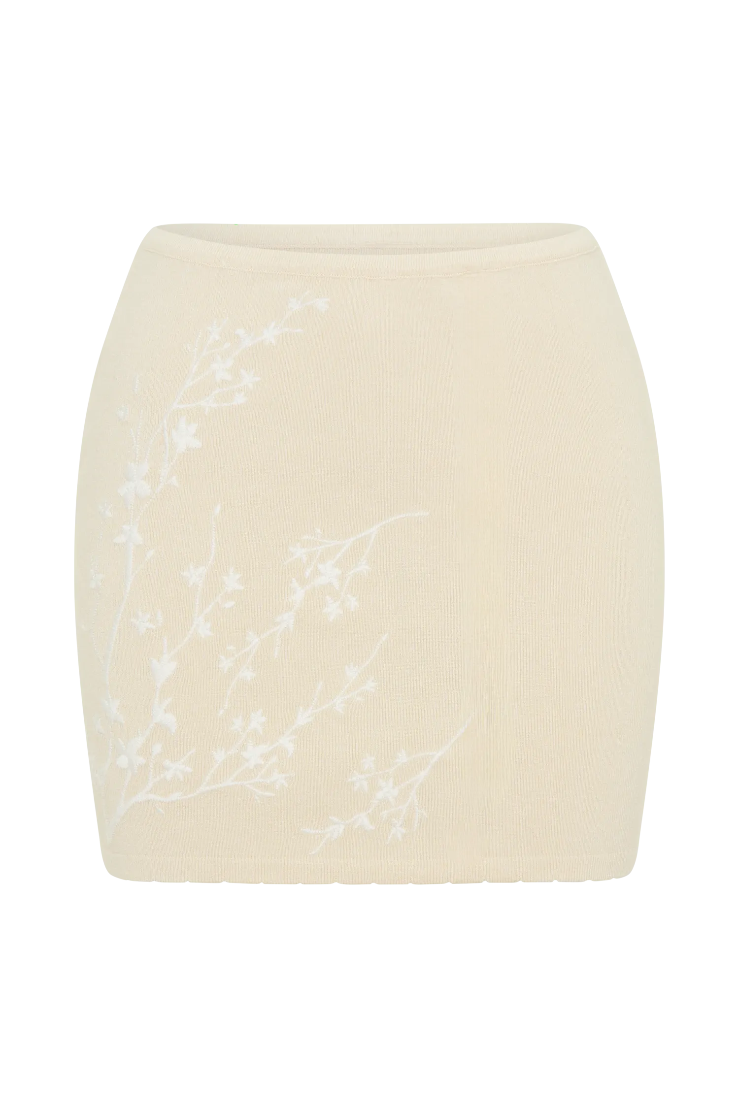 Monroe Embroidered Knit Mini Skirt - Cream And Ivory