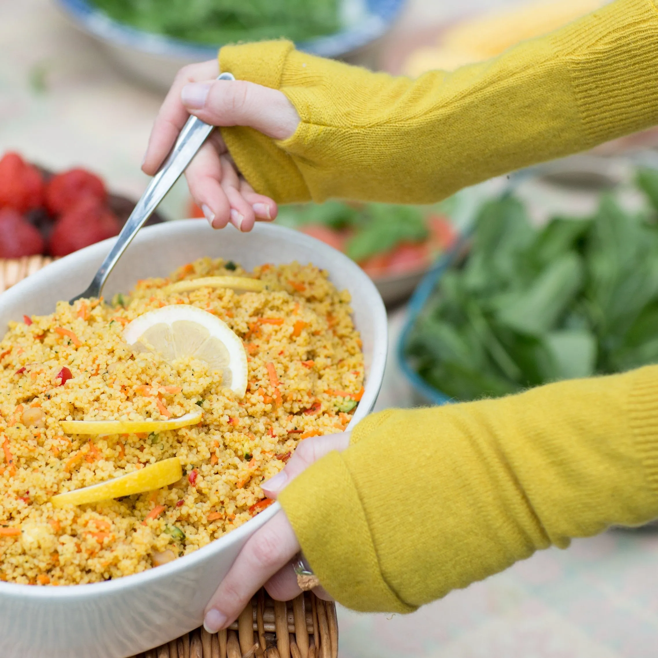 Mustard Cashmere Fingerless Gloves